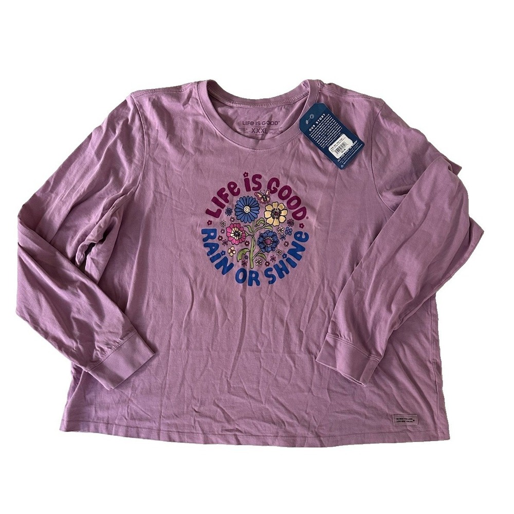 Life is Good - Rain or Shine -Crusher Women's Tshirt Size 3X - Lavender Purple